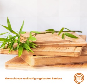 Placa de taiat din bambus MasterChef, 38.5 x 26.5 cm, cu saftranda - Img 4