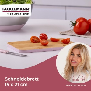 Placa de taiat Fackelmann x Pamela Reif din bambus FSC, 21 x 15 cm, cu margine colorata - Img 2