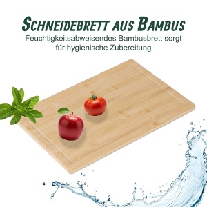 Placa de taiat Relaxdays din bambus, 25 x 38 cm, rutschfest, cu saftrille - Img 5