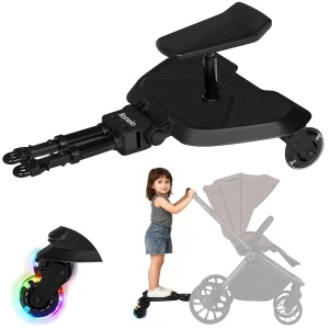 Placa de transport LIONELO Buggy Board 2-in-1 pentru carucior, cu scaun detasabil, roti LED, pana la 25 kg