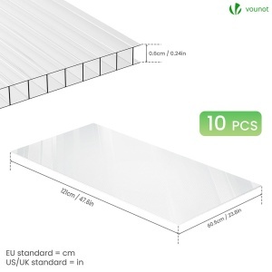 Placi din Polycarbonat VOUNOT 10x 6mm transparente, UV rezistente, 60.5x121cm - Img 5