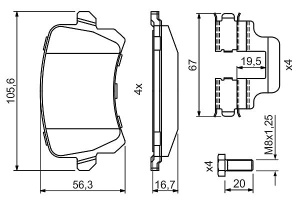 Placute de frana Bosch 0 986 494 731 pentru Audi, VW, SEAT, cu accesorii - Img 7