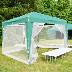 Plasa de tantari Relaxdays pentru foisor de 3 x 3 m, 2 panouri laterale, cu fermoar si velcro, plasa de tantari XL de 12 m, alba - Img 5