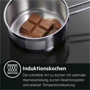 Plita cu inductie AEG autosuficienta 60cm, 4 zone de diferite dimensiuni cu functie de putere 4x pentru gatit rapid, 10 niveluri, fara rame, functionare tactila, blocare pentru copii, montare pe suprafata, IB6420ACB - Img 5