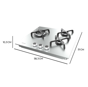 Plita pe gaz Cecotec Bolero Squad G 3400S, 3 brenneri, 6,2 kW, inox - Img 2