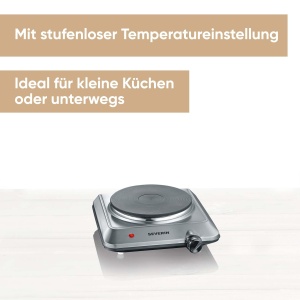 Plita SEVERIN pentru bucatarie birou sau camping soba mica cu reglare continua a temperaturii aragaz de camping inel de incalzire cu diametru de 18 cm - Img 3