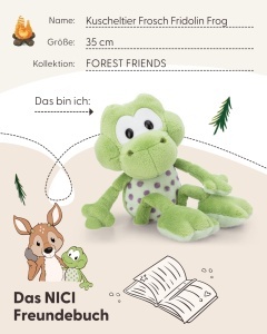 Plus Frosch Fridolin NICI 35cm - Verde - Jucarie moale pentru copii si adulti - Img 6