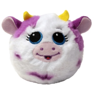 Plush Bouncer Ty T83059 Daisy, jucarie in forma de vaca, alba si lila, cu ochi stralucitori