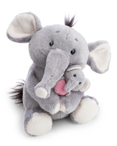 Plush Elefant NICI 20cm cu Elefantel 6cm - gri, jucarie din plus moale