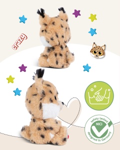 Plush Luchs Lenzo 15cm NICI - Jucarie de plus cu ochi stralucitori si detalii aurii - Img 3