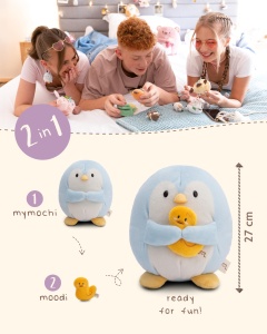 Plush Pinguin NICI MYMOCHI Waddle 27 cm cu Ente, Culoare Albastra, Moale - Img 4
