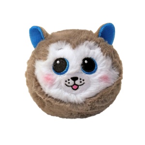 Plush Wolf Ty Beanie Bouncer Slush, Culoare gri, alb si albastru, Cu ochi stralucitori