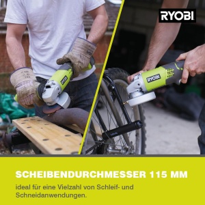 Polizor unghiular cu acumulator RYOBI 18 V ONE+, diametru disc 115 mm, incl. baterie de 2,0 Ah si incarcator R18AG-140S - Img 6