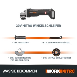 Polizor unghiular cu acumulator WORX WX8129 NITRO 20V - diametru disc 125mm - 8500 rpm - motor puternic fara perii - usor si compact - protectie impot - Img 7
