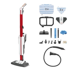 Polti Vaporetto SV650 Style Mop cu Abur 1500W 19 Accesorii Rosu si Alb