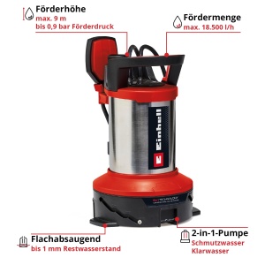 Pompa de apa Einhell GE-DP 7535 N LL, 750W, 18500 Lh, 2-in-1 - Img 2