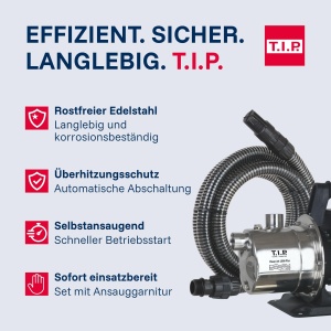 Pompa de gradina T.I.P. Clean Jet 1000 Plus, 3300 lh, 800W, inox - Img 5