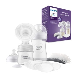 Pompa de san manuala Philips AVENT SCD43060, BPA-free, cu 2 sticle de 260ml si 125ml