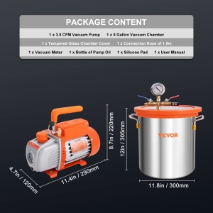 Pompa de vid VEVOR cu camera de vid de 19L 100L / min Pompa de vid 150W AC 220V / 50HZ 1440RPM 5pa 250ml Capacitate ulei HVAC Echipament de vid Pompa de vid de racire pentru stabilizarea lemnului Degazarea rasinii - Img 7