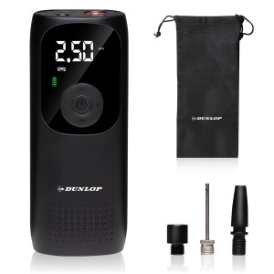 Pompa electrica de aer Dunlop 150PSI, acumulator 2000mAh, USB-C, negru