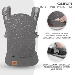 Port-bebe Kinderkraft NINO, Ergonomic, din Bumbac, pentru Sugari si Copii, Gri - Img 7