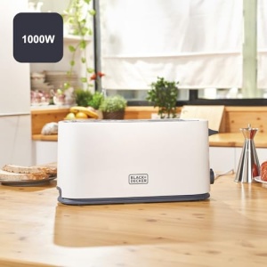 Prajitor de paine BlackDecker BXTO1001E, 1000W, 7 trepte, fanta extra larga, alb - Img 2