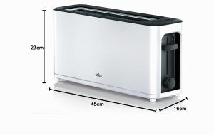 Prajitor de paine Braun HT3100WH, 1 fanta, 7 niveluri rumenire, 1000 W, Alb - Img 3