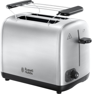 Prajitor de paine Russell Hobbs [pentru 2 felii] Adventure Stainless Steel (fante de paine prajita foarte largi, inclusiv accesoriu pentru chifle, 6 niveluri de rumenire + functie de dezghetare si reincalzire, functie lift & look, 850W) 24080-56 - Img 1