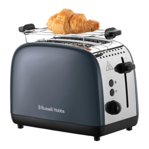 Prajitor de paine Russell Hobbs [pentru 2 felii] Culori Plus Gri Otel Inoxidabil (fante de paine prajita foarte largi, inclusiv atasament pentru chifle, 6 niveluri de rumenire + functie de dezghetare, functie lift & look, 1600W) 26552-56 - Img 1