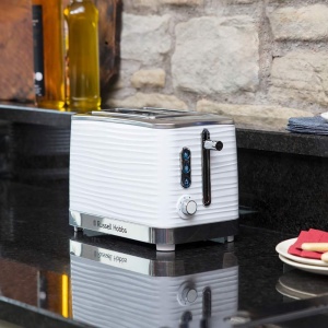 Prajitor de paine Russell Hobbs [pentru 2 felii] Inspire White cu structura lucioasa de inalta calitate (fante foarte largi pentru paine prajita, inclusiv accesoriu pentru chifle, 6 niveluri de rumenire + functie de dezghetare si reincalzire) 24370-56 - Img 6