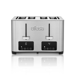 Prajitor de paine Ufesa Quartet Deluxe 4 felii, 2 ecrane LCD digitale, 1500 W, 4 sloturi largi, 7 niveluri de rumenire