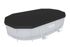 Prelata pentru piscina Bestway PVC 427 x 250 cm Negru Oval cu Gauri de Drenaj