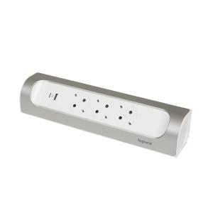 Prelungitor Legrand 694504 Ultra Alb-Aluminiu 3 Prize USB-A si USB-C Montare Perete sau Masa - Img 2