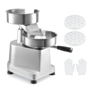 Presa comerciala pentru burgeri VEVOR - Hamburger Copy Maker 15 cm, cu 2 pachete de hartie pentru hamburgeri, presa profesionala pentru hamburgeri din otel inoxidabil, perfecta pentru chiftelute de burger Accesorii pentru gratar de gatit - Img 9