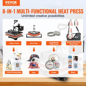 Presa de Transfer VEVOR 38 x 38 cm, 1200 W, Max. 250 C, 8 in 1 - Img 2