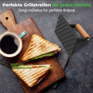 Presa pentru burgeri NutriChef, fonta, 1.04 kg, maner din lemn - Img 5
