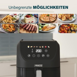 Princess Slim Airfryer 5.5L - 1500 W - Functionare silentioasa (55 db) - Design care economiseste spatiu - Fara ulei - 8 programe de gatit - Termostat reglabil - Acoperire antiaderenta - 182240 - Img 5