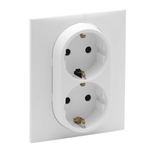 Priza dubla Legrand Niloe Step 398208 16A montaj incastrat culoare alba - Img 2