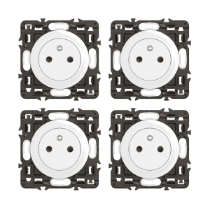 Priza electrica cu pamant Legrand Celiane, alba, cu suport retractabil, 4 bucati
