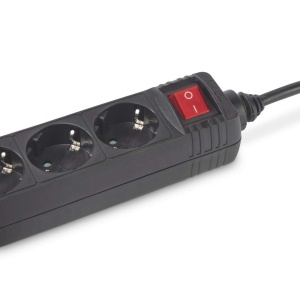 Priza multipla Hama 3-faceri cu intrerupator, 3m cablu, 3680W, Negru - Img 4
