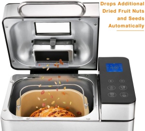 Producator de paine 710W Baking Master cu cutie automata de ingrediente, 19 programe, filtru de paine din otel inoxidabil complet automat cu functie de sincronizare de 15 ore, fereastra de vizualizare argintiu - Img 5