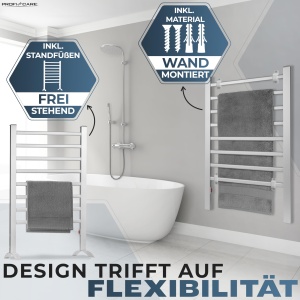 ProfiCare(r) Suport pentru prosoape fara gaurire | Uscator electric de prosoape pentru baie | Cablu de 1,5 m | incl. picioare si material de montare | Radiator electric pentru prosoape | Incalzitor de prosoape 125 wati | PC EHW 3115 - Img 2