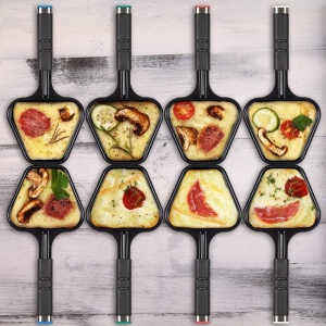 ProfiCook Combinatie de fondue de raclette pentru 8 persoane, set de gratar electric de masa 2 in 1 incl. Tigai de spatula Furculite Piatra naturala, de asemenea, fondue de branza si fondue de ciocolata, RG / FD 1245, 501245, otel inoxidabil - Img 7