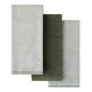 Prosoape de Bucatarie KitchenAid Evergreen Design, 3 buc, 100 Bumbac, Verde Inchis