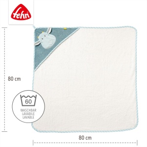 Prosop cu gluga pentru copii Fehn Little Castle model Dragon 80x80 cm material frotir moale - Img 4