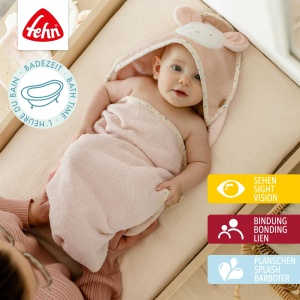 Prosop de baie cu capison Fehn Maus, 80x80 cm, material Frottee, roz - Img 2