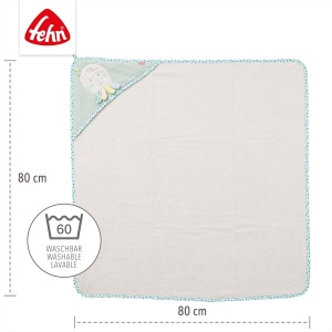 Prosop de baie cu gluga Oktopus Fehn, 80x80 cm, din bumbac, pentru bebelusi - Img 4