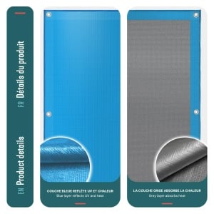 Protectie pentru piscina VOUNOT 4x8m, material PE 160gm, rezistenta la UV, albastra - Img 6