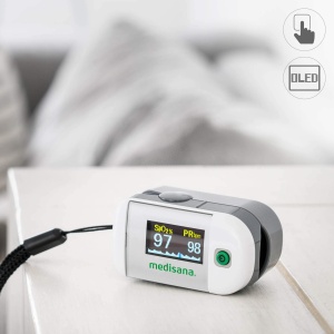 pulsoximetru medisana PM 100, masurarea saturatiei de oxigen din sange, pulsoximetru cu deget cu afisaj OLED si functionare cu o singura atingere - Img 4