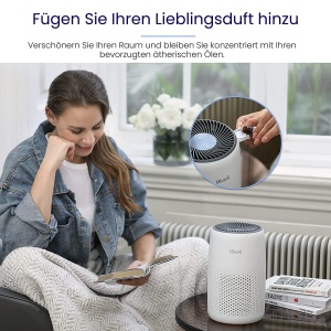 Purificator de aer Levoit pentru persoanele care sufera de alergii cu aromoterapie, filtru de aer HEPA impotriva mucegaiului, prafului si parului animalelor de companie de pana la 0,3 mm pentru dormitor, economie de energie de 7 wati, 3 viteze, alb - Img 4